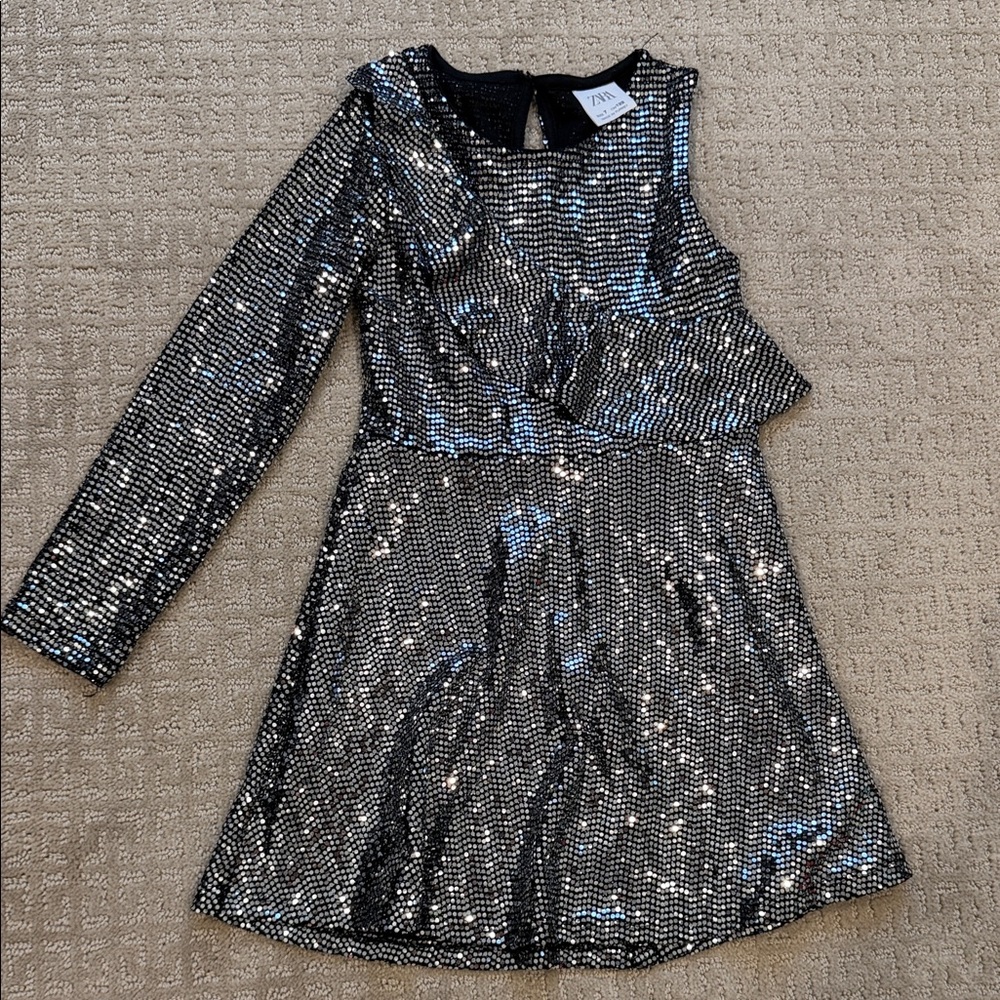 Zara Kids Silver Sequin Formal Dress
